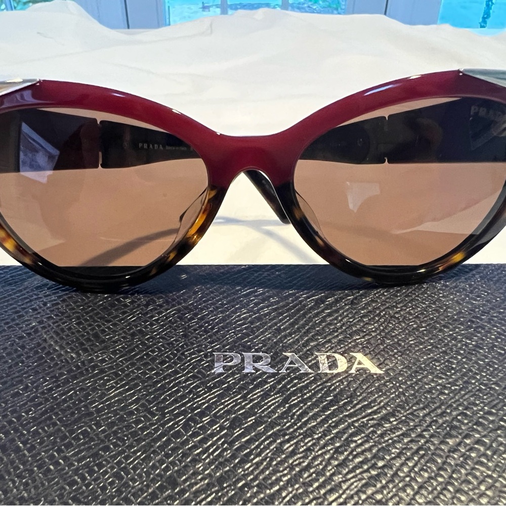 Prada Red Cat-Eye Sunglasses with Gradient Lenses